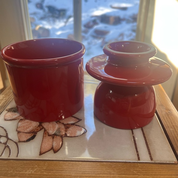 Butter Bell Original Water-Seal Butter Crock Red Ceramic 4.75” - Picture 4 of 6